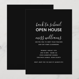 Invitation Maison ouverte de rentrée scolaire noir minimalist
