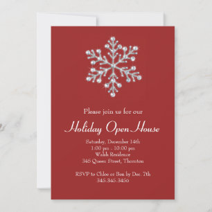 Invitation Maison ouverte de vacances avec Flocon de neige en