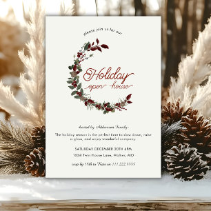 Invitation Maison ouverte de vacances Couronne de Noël festiv