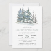 Invitation Maison ouverte de vacances de forêt d'hiver rustiq (Devant)