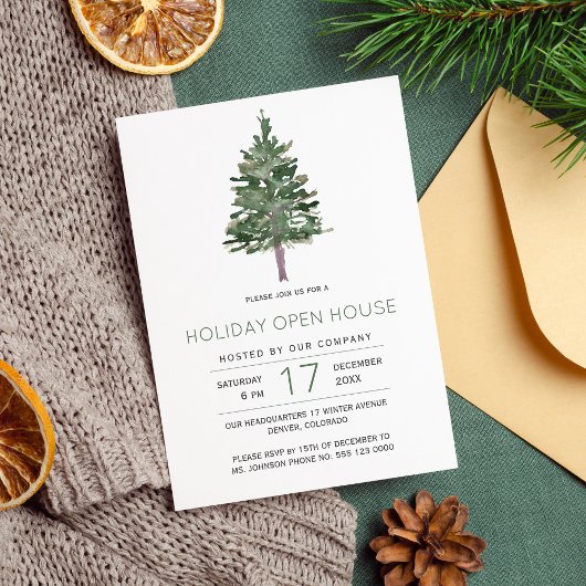 Invitation Maison ouverte de vacances de pin d'hiver rustique