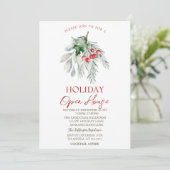 Invitation Maison ouverte de vacances Watercolor Mistletoe (Debout devant)