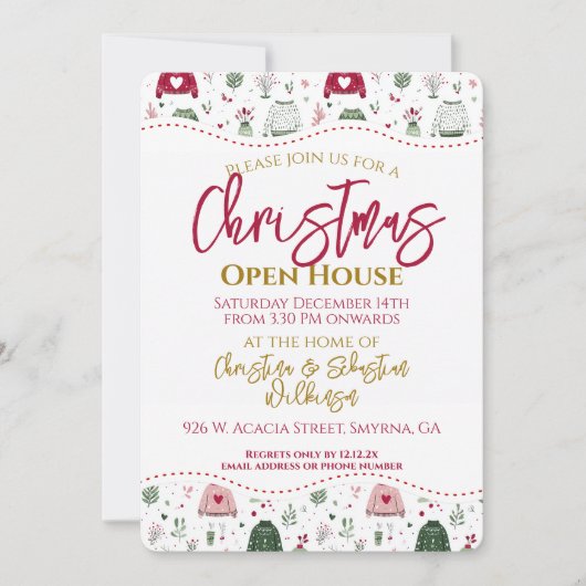 Invitation Maison ouverte déguisée en vilain pull de Noël (Devant)
