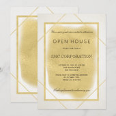 Invitation Maison ouverte d'entreprise en or blanc encadrée (Devant / Derrière)