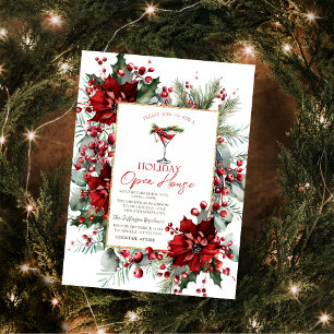Invitation Maison Ouverte des Fêtes de Noël Martini Poinsetti