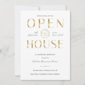 Invitation Maison ouverte élégante avec logo blanc et or (Devant)