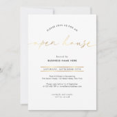 Invitation Maison ouverte élégante de faux or script (Devant)