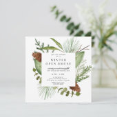 Invitation Maison ouverte élégante en verdure hivernale (Debout devant)