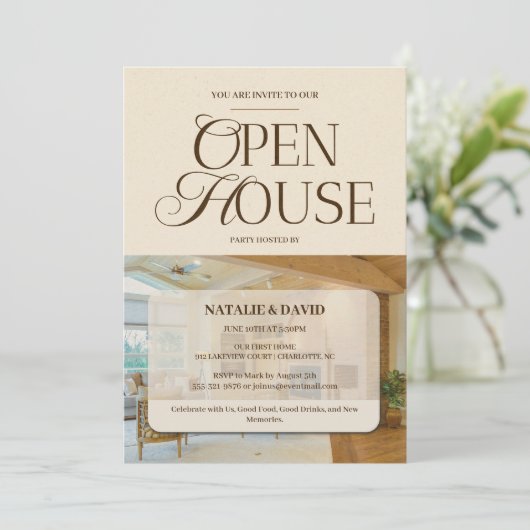 Invitation Maison ouverte élégante moderne Logo photo Entrepr (Debout devant)