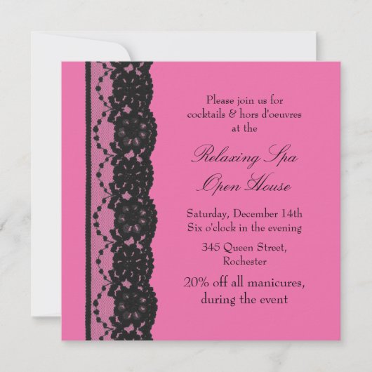 Invitation Maison ouverte Fuchsia French Lace (Devant)