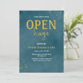 Invitation Maison Ouverte Navy Blue Sprinkle Gold  (Debout devant)