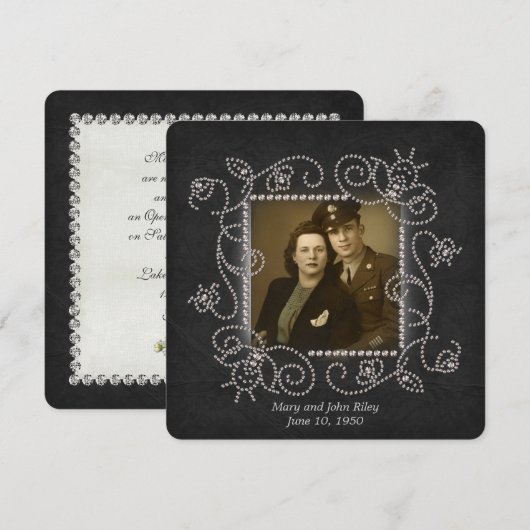 Invitation Maison ouverte pour l'anniversaire de mariage à ca (Devant / Derrière)