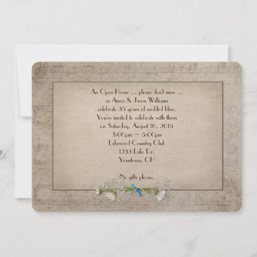 Invitation Maison ouverte pour les 35 ans de mariage (Dos)