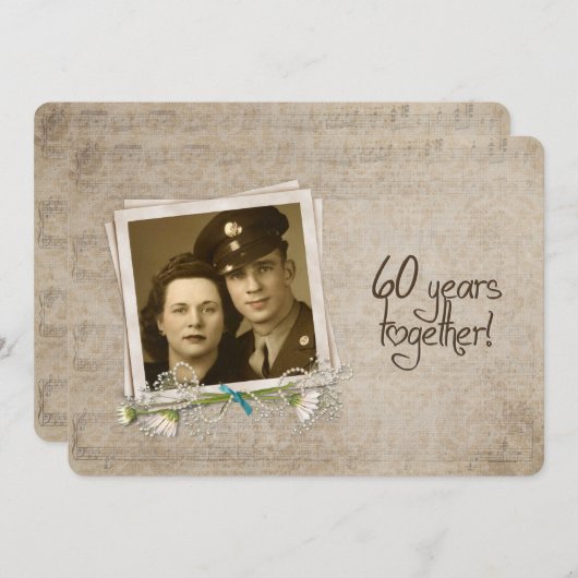 Invitation Maison ouverte pour les 60 ans de mariage (Devant / Derrière)