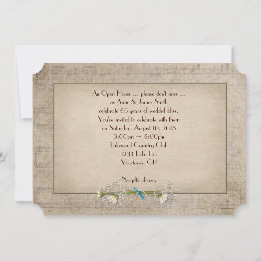 Invitation Maison ouverte pour les 65 ans de mariage (Dos)