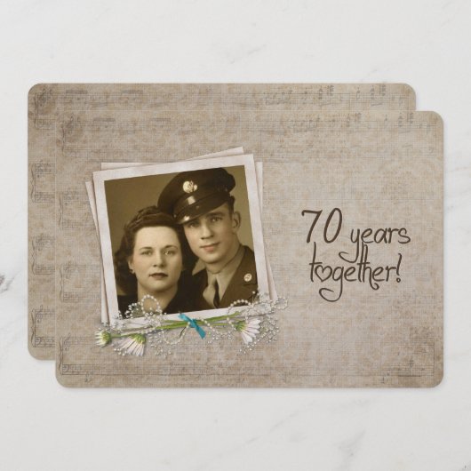 Invitation Maison ouverte pour les 70 ans de mariage (Devant / Derrière)