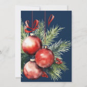 Invitation Maison ouverte pour les Fêtes Baubles Peints Bleu (Dos)