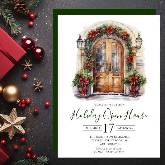 Invitation Maison ouverte pour les fêtes de fin d'année avec 