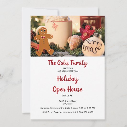 Invitation Maison ouverte pour les fêtes de Noël (Devant)