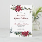 Invitation Maison ouverte pour les fêtes de Noël avec Poinset (Debout devant)