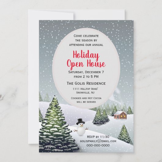 Invitation Maison ouverte pour les fêtes de Noël dans un pays (Devant)