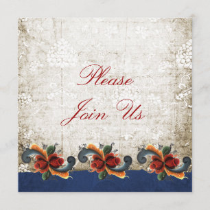 Invitation Maison ouverte pour les fêtes Rosemaling scandinav