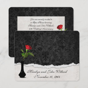 Invitation Maison ouverte pour mariage à la rose rouge