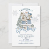 Invitation Maison ouverte pour un Noël d'hiver bleu (Devant)