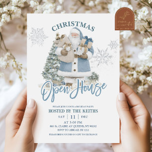 Invitation Maison ouverte pour un Noël d'hiver bleu