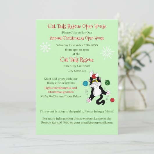Invitation Maison ouverte Secourt d'abri pour chats de Noël (Debout devant)