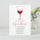 Invitation Maison ouverte Verre à vin aquarelle (Debout devant)