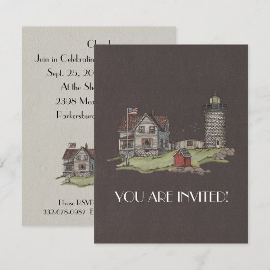 Invitation Maison phare et gardiens (Devant / Derrière)