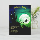 Invitation Maison, Pleine lune, Sorcière, Green Sky Halloween (Debout devant)