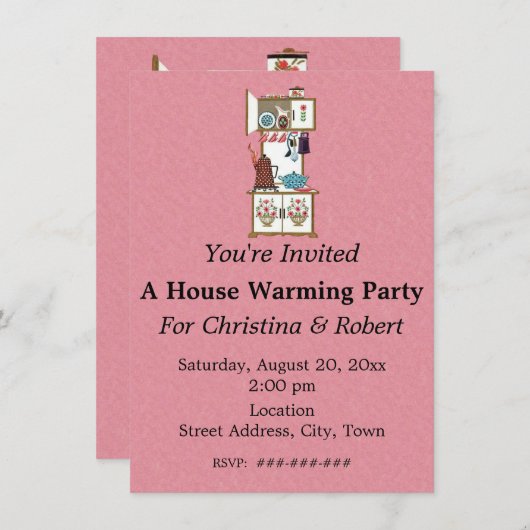 Invitation Maison Réchauffer Rétro Cuisson blanche Ustensiles (Devant / Derrière)