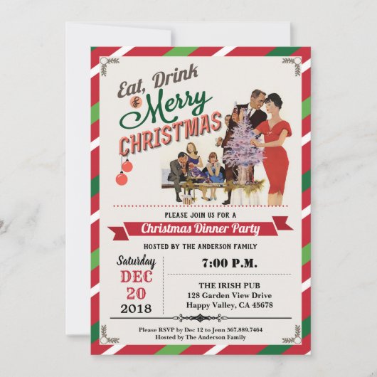 Invitation Maison rétro Noël (Devant)