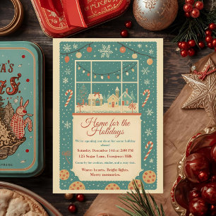 Invitation Maison Rétro Vintage pour les Fêtes