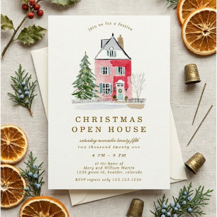 Invitation Maison Rose Ludique Fête de Noël Maison Ouverte