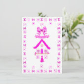 Invitation Maison rose personnalisée C'est une fille (Debout devant)