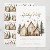 Invitation Maison Rustique Cabane Montagne Fête de Vacances (Devant / Derrière)