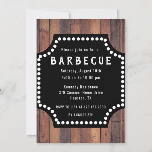 Invitation Maison rustique en bois Barbeque BBQ  (Devant)