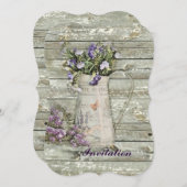Invitation maison rustique en bois blanchi à la chaux lavande (Devant / Derrière)