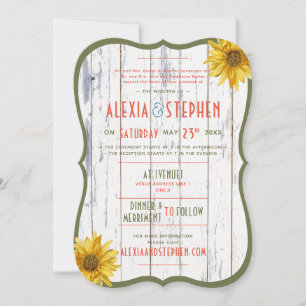 Invitation Maison rustique moderne, Mariage de tournesol Boho