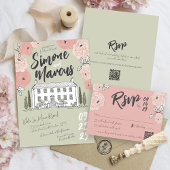 Invitation Maison unique dessinée Villa Sage Green Floral Mar