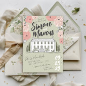 Invitation Maison unique dessinée Villa Sage Green Floral Mar