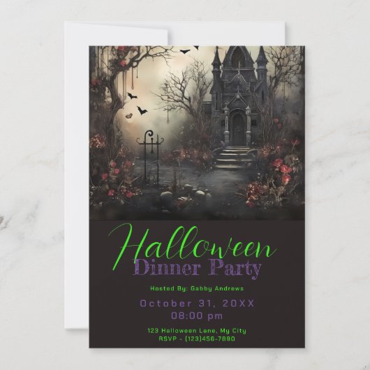 Invitation Maison victorienne hantée Dîner d'Halloween (Devant)