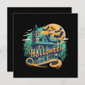 Invitation Maison vintage d'halloween avec fantôme (Devant / Derrière)