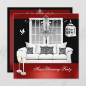 Invitation MaisonChandelier rouge blanc noir (Devant / Derrière)