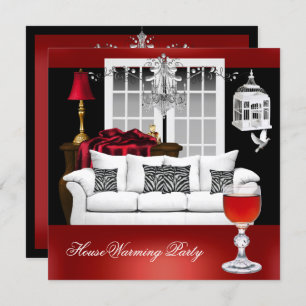 Invitation MaisonChandelier rouge blanc noir