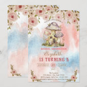 Invitation Maisons Champignons Aquarelle Fleurs Éclaboussure (Devant / Derrière)