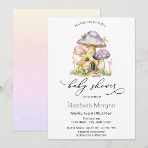 Invitation Maisons Champignons Ombre Points Polka